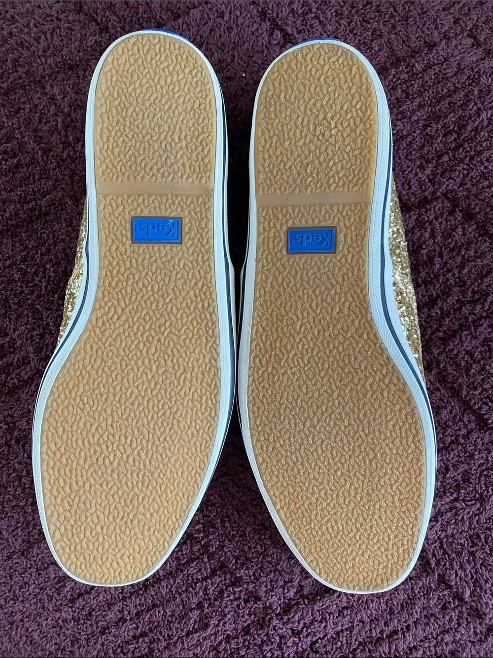 KEDS kate spade Gold Glitter Lace-Up Sneakers with Black Trim
